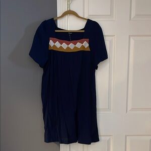 Navy Blue Geometric Dress